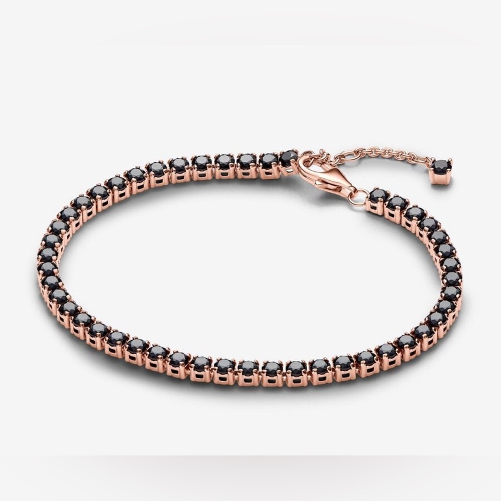 Authentic PANDORA Rose Gold Black Sparkling Tennis Bracelet 581469C02
